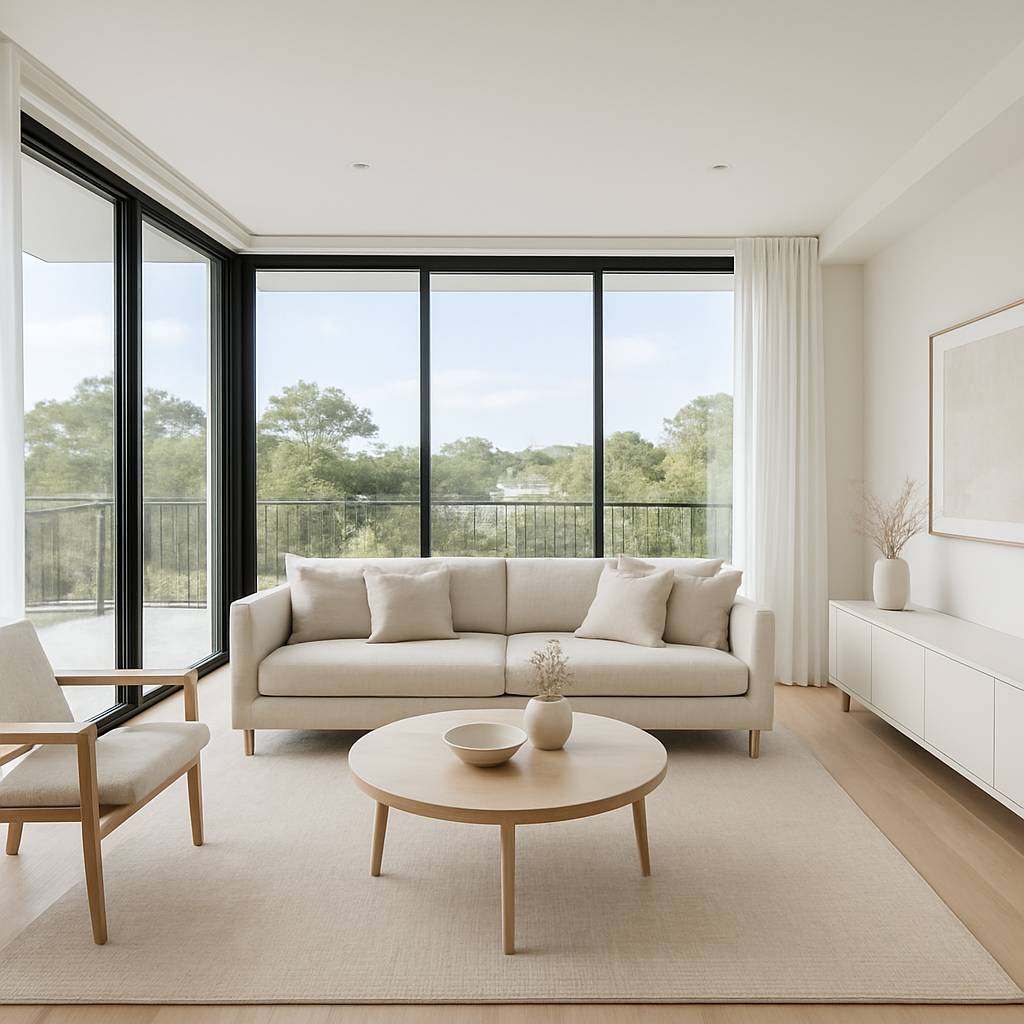 Bright modern Melbourne living room captured with professional real estate photography